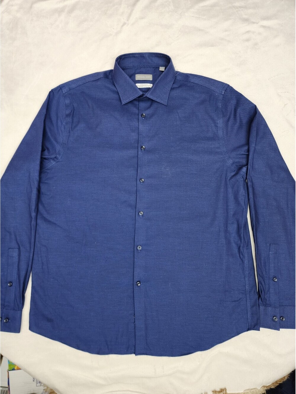 Michael Kors  Shirt Mens 17 Regular Fit Dress Blue Long Sleeve Stretch Button Up